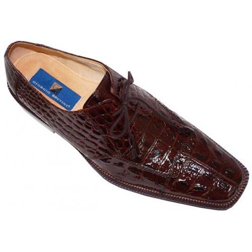 Giorgio Brutini Dark Brown Hornback Alligator Print Shoes 171442